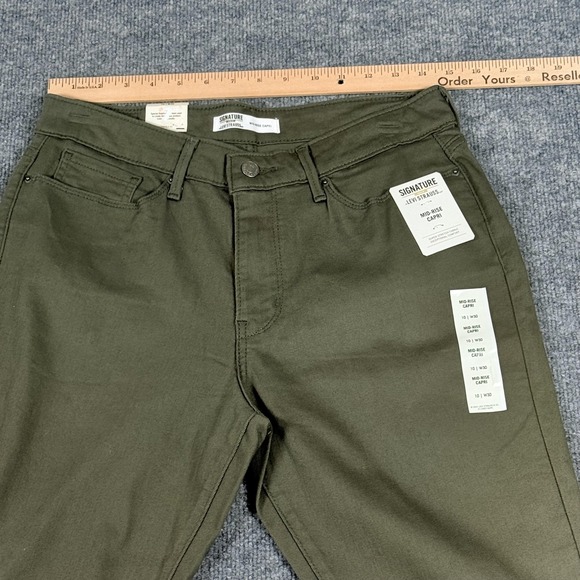 Levi Strauss Mid Rise Capri Pants Womens 10 W30 Green Stretch Cropped Casual New - Picture 4 of 10